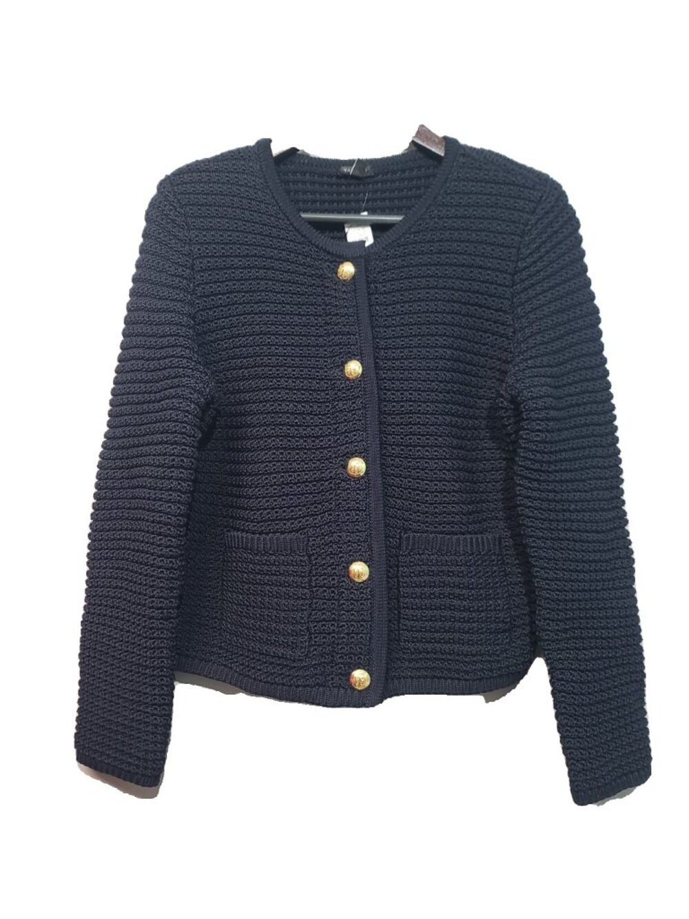 Talbots Textured Ottoman Stitch Cardigan Size M Blue NWT